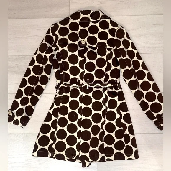 Merona Mod Retro Polka Dot Canvas Coat Belted Trench Coat - Picture 2 of 7